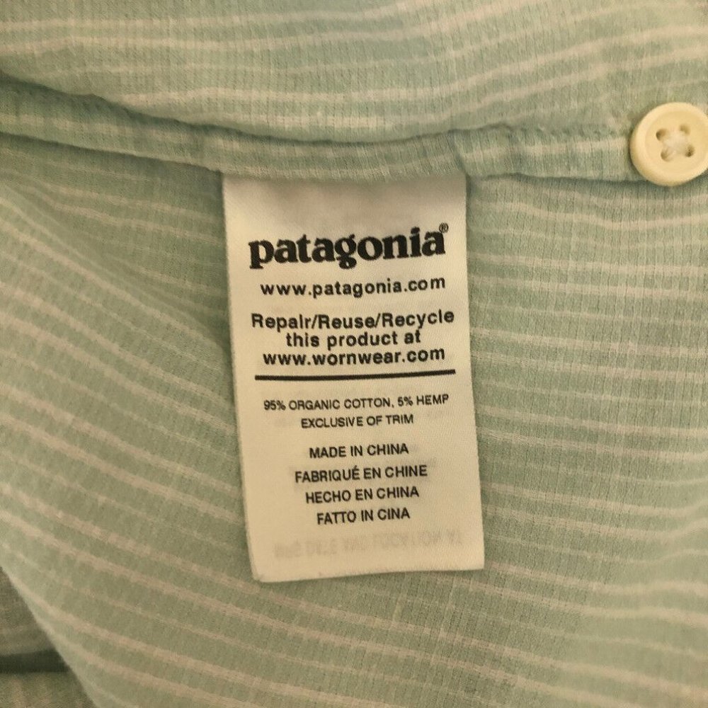 Patagonia Womens Lightweight A/C Buttondown Shirt Size S Green White Stripe - Picture 7 of 9